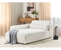 Sofa Beliani Dešininės pusės gultas HELLNAR Boucle, kreminės baltos spalvos