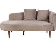 Sofa Beliani Dešininės pusės šezlongas CHAUMONT veliūrinis smėlio pilkos spalvos
