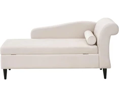 Sofa Beliani Dešininės pusės šezlongas LUIRO, veliūrinis, smėlio spalvos, su daiktadėže