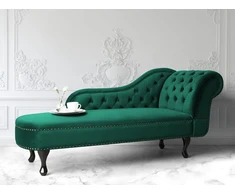 Sofa Beliani Dešininės pusės šezlongas NIMES veliūrinis žalias