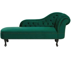 Sofa Beliani Dešininės pusės šezlongas NIMES veliūrinis žalias