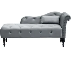 Sofa Beliani Dešininis šezlongas IVRY, veliūras, pilkas