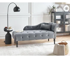 Sofa Beliani Dešininis šezlongas IVRY, veliūras, pilkas