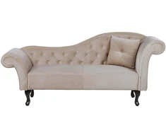 Sofa Beliani Dešininis šezlongas LATTES veliūrinis smėlio spalvos