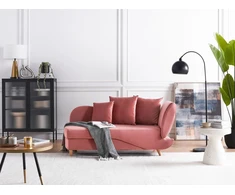 Sofa Beliani Dešininis šezlongas MERI su daiktadėže, veliūrinis, rožinis