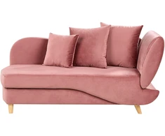 Sofa Beliani Dešininis šezlongas MERI su daiktadėže, veliūrinis, rožinis