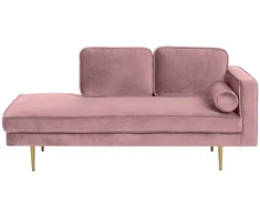 Sofa Beliani Dešininis šezlongas MIRAMAS aksominis rožinis
