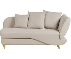 Sofa Beliani Dešinysis gultas MERI su daiktadėže, sintetinis linas, šviesiai smėlio spalvos