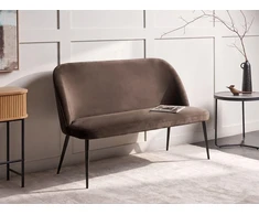 Sofa Beliani Dviejų vietų valgomojo suoliukas OSBY, veliūras, tamsiai rudas