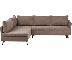 Sofa Beliani Išskleidžiamas kampas KOGE 3 asmenims, rudas, su patalynės dėže, dešininis