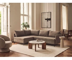 Sofa Beliani Išskleidžiamas kampas KOGE 3 asmenims, rudas, su patalynės dėže, dešininis