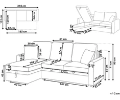 Sofa Beliani Išskleidžiamas kampas NASSJO, 3 vietų, sintetinis linas, šviesiai rudas, dešininis