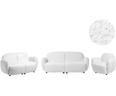 Sofa Beliani JULE poilsio baldų komplektas 6 žmonėms, „Bouclé“, balkšvas