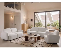 Sofa Beliani JULE poilsio baldų komplektas 6 žmonėms, „Bouclé“, balkšvas
