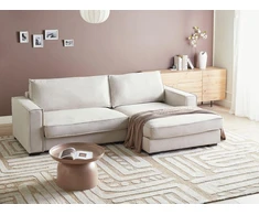 Sofa Beliani Kairinis kampas RENDERS šviesiai smėlio spalvos