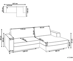 Sofa Beliani Kairinis kampas RENDERS šviesiai smėlio spalvos