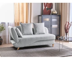 Sofa Beliani Kairinis sėdimas gultas MERI su daiktadėže, sintetinis linas, šviesiai pilkas