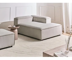 Sofa Beliani Kairinis šezlongas ARDAL iš velvetinio audinio, smėlio ir pilkos spalvos