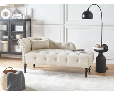 Sofa Beliani Kairysis gultas IVRY, veliūras, šviesiai smėlio spalvos