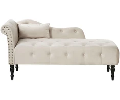 Sofa Beliani Kairysis gultas IVRY, veliūras, šviesiai smėlio spalvos