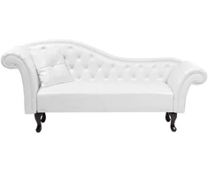 Sofa Beliani Kairysis gultas LATTES, dirbtinė oda, baltas