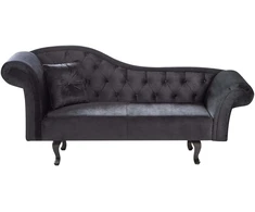 Sofa Beliani Kairysis gultas LATTES II veliūrinis, juodas, su pagalve