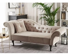 Sofa Beliani Kairysis gultas LATTES, veliūras, smėlio spalvos
