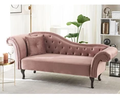 Sofa Beliani Kairysis gultas LATTES, veliūrinis, rožinis