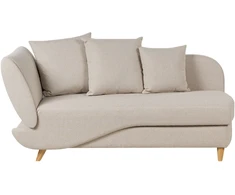 Sofa Beliani Kairysis gultas MERI su daiktadėže, sintetinis linas, šviesiai smėlio spalvos