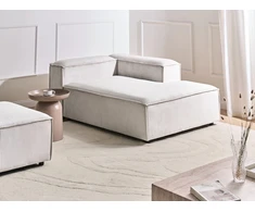 Sofa Beliani Kairysis šezlongas ARDAL, Velvetinis, Kreminė spalva
