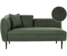 Sofa Beliani Kairysis šezlongas CHEVANNES, „bouclé“, tamsiai žalios spalvos