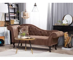 Sofa Beliani Kairysis šezlongas LATTES, dirbtinis zomšas, šviesiai rudas