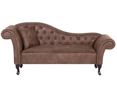 Sofa Beliani Kairysis šezlongas LATTES, dirbtinis zomšas, šviesiai rudas