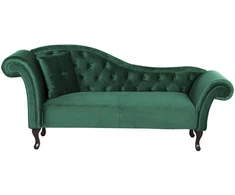 Sofa Beliani Kairysis šezlongas LATTES veliūrinis tamsiai žalias