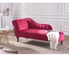 Sofa Beliani Kairysis šezlongas NIMES aksominis bordo