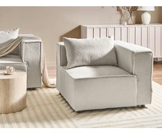 Sofa Beliani Kampinis modulis AXEBO, kreminės baltos spalvos, iš „boucle“ audinio