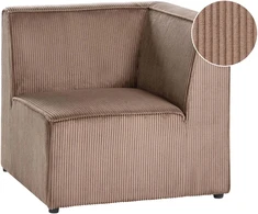 Sofa Beliani Kampinis modulis LEMVIG dešininis smėlio spalvos velvetinis