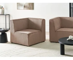 Sofa Beliani Kampinis modulis LEMVIG dešininis smėlio spalvos velvetinis