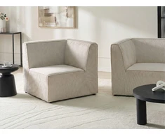 Sofa Beliani Kampinis modulis LEMVIG dešininis smėlio spalvos velvetinis