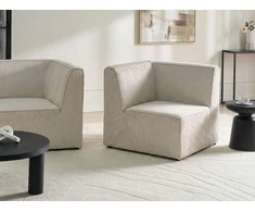 Sofa Beliani Kampinis modulis LEMVIG kairinis, smėlio spalvos pliušas