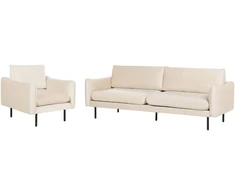 Sofa Beliani Poilsio baldų komplektas 4 asmenims VINTERBRO veliūrinis šviesiai smėlinis