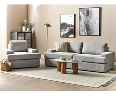 Sofa Beliani Poilsio baldų komplektas 4 asmenims ALLA, šviesiai pilkas