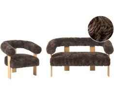 Sofa Beliani Poilsio baldų komplektas ILBRO dirbtinis kailis tamsiai rudas / šviesiai rudas