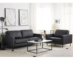 Sofa Beliani Poilsio komplektas 4 asmenims SAVALEN, natūrali oda, juodas