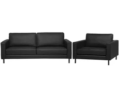 Sofa Beliani Poilsio komplektas 4 asmenims SAVALEN, natūrali oda, juodas