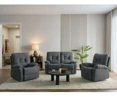 Sofa Beliani Poilsio komplektas su rankiniu relaksacijos mechanizmu 4 asmenims BERGEN, grafito spalvos