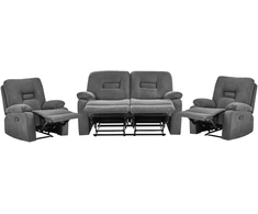 Sofa Beliani Poilsio komplektas su rankiniu relaksacijos mechanizmu 4 asmenims BERGEN, grafito spalvos