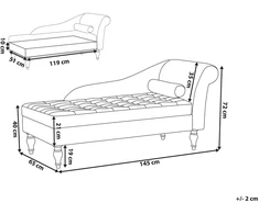 Sofa Beliani Šezlongas PESSAC, dešininis, veliūrinis, šviesiai pilkas su daiktadėže