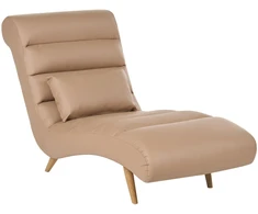 Sofa Beliani Šezlongas RIVES dirbtinė oda šviesiai rudas