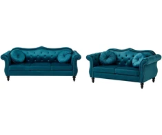 Sofa Beliani SKIEN poilsio baldų komplektas 5 asmenims, aksominis, žydras